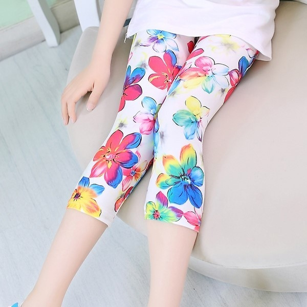 Jambiere copii pentru fete cu talie inalta 7/8 cu imprimeu color