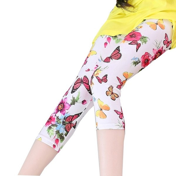 Jambiere copii pentru fete cu talie inalta 7/8 cu imprimeu color