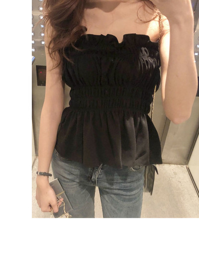 Bustiera dama in negru, rosu si alb