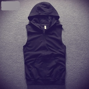 Мъжка спортна жилетка без ръкави с качулка 
