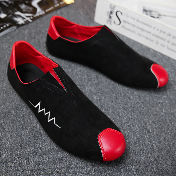 Mocasini de vară pentru bărbați cu elemente colorate din piele ecologică