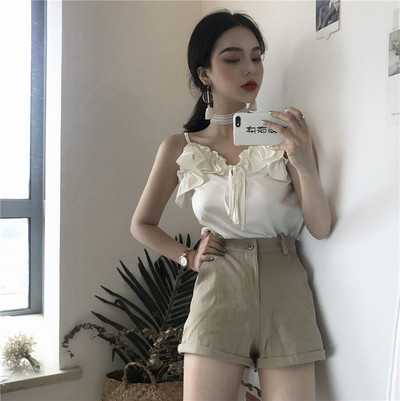 Maieu modern de damă cu volane și bretele subțiri în trei culori