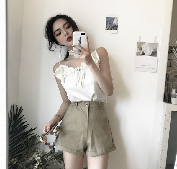 Maieu modern de damă cu volane și bretele subțiri în trei culori