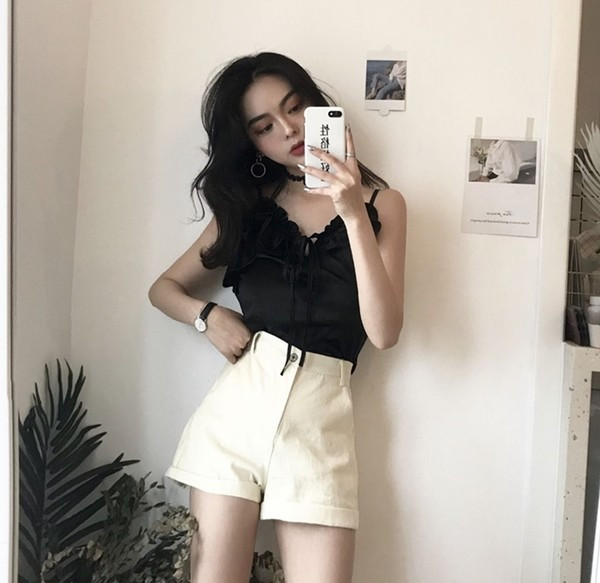 Maieu modern de damă cu volane și bretele subțiri în trei culori