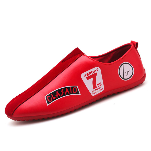 Mocasini de vara barbatesti din piele ecologica cu imprimeu