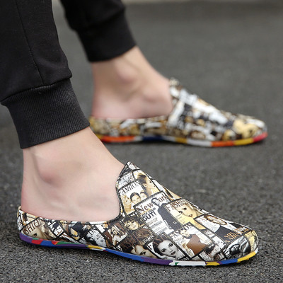 Mocasini de vară semideschiși pentru bărbați cu imprimeu