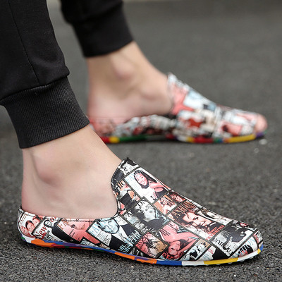 Mocasini de vară semideschiși pentru bărbați cu imprimeu