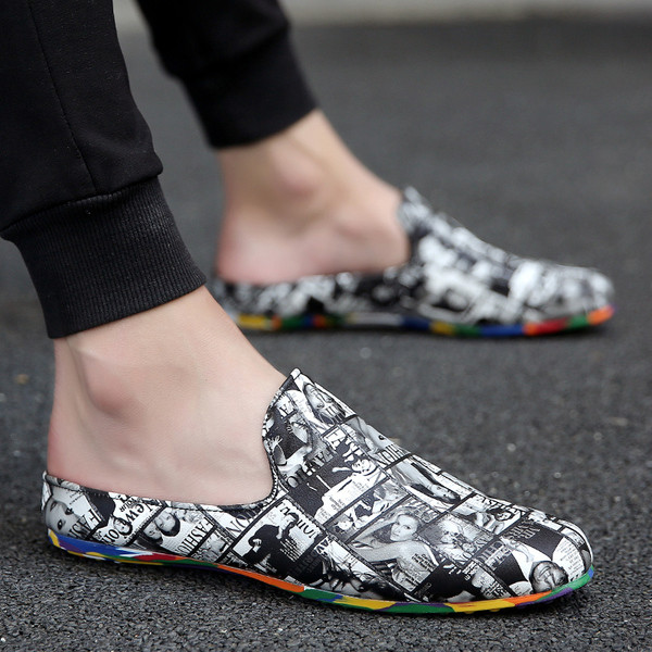 Mocasini de vară semideschiși pentru bărbați cu imprimeu