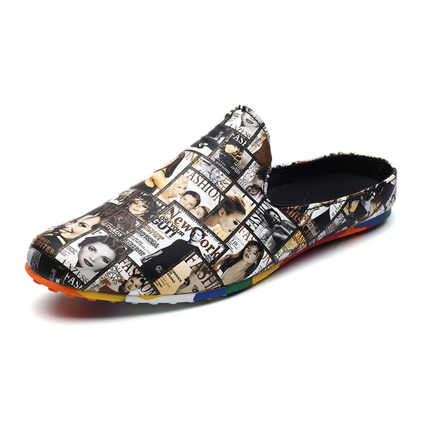 Mocasini de vară semideschiși pentru bărbați cu imprimeu
