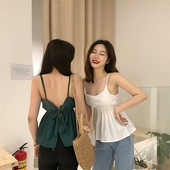 Maieu de damă cu bretele subțiri și spate deschis cu o panglică în trei culori