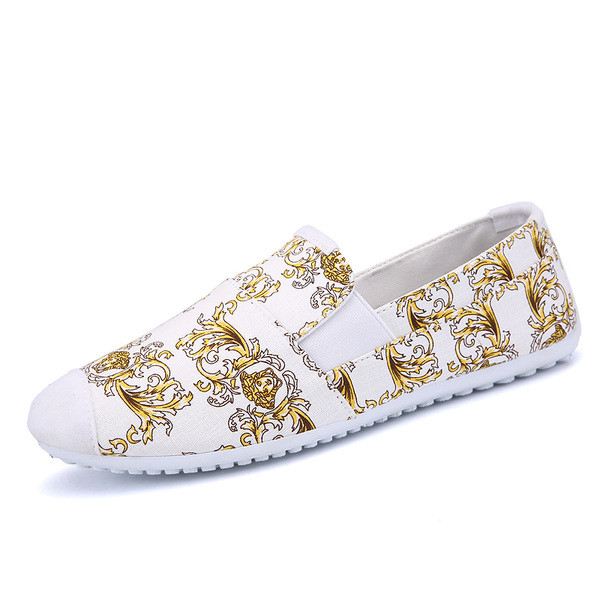 Mocasini de vara pentru barbati cu imprimeu color alb si negru