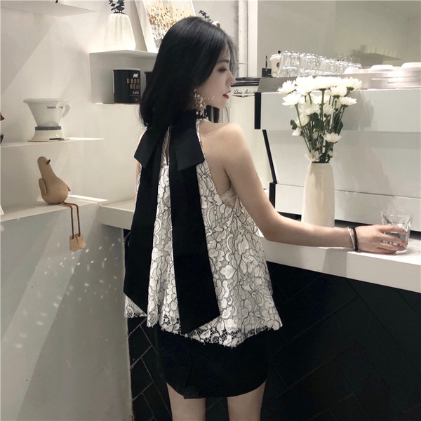 Maieu modern de dama din dantela in doua culori - model lat