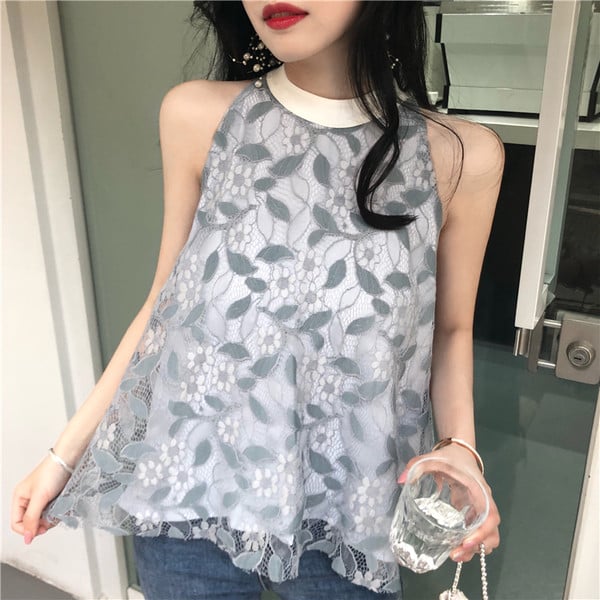 Maieu modern de dama din dantela in doua culori - model lat