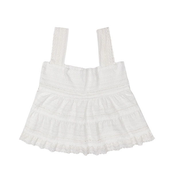 Maieu de zi cu zi pentru damă, de culoare albă, cu bretele largi