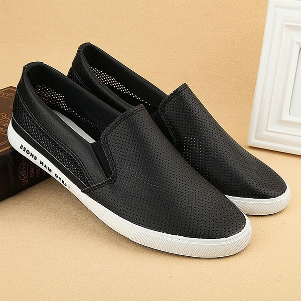 Mocasini de vară pentru bărbați în alb-negru