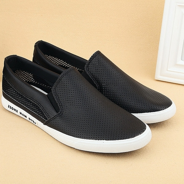 Mocasini de vară pentru bărbați în alb-negru