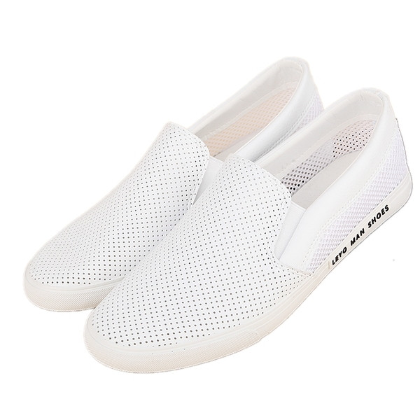 Mocasini de vară pentru bărbați în alb-negru