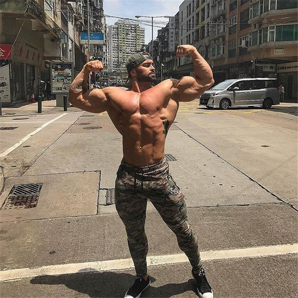 Pantaloni sport casual pentru bărbați cu model de camuflaj