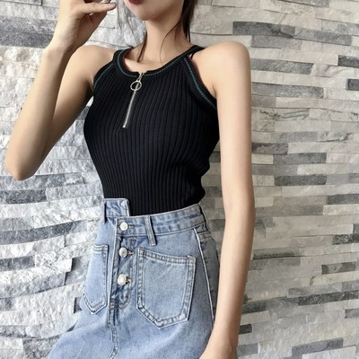 Maieu de damă cu fermoar în negru și gri