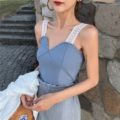 Top de dama elegant cu bretele din dantela in trei culori