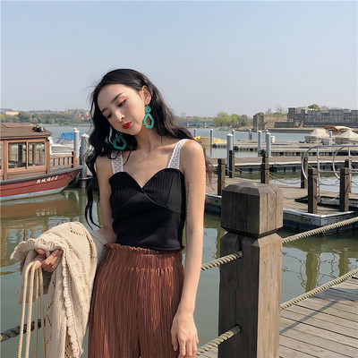 Top de dama elegant cu bretele din dantela in trei culori