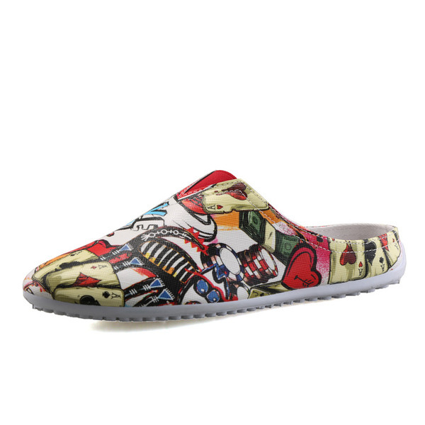 Mocasini barbatesti model semideschis cu imprimeu color