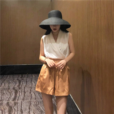 Top de damă elegant cu bretele largi în două culori