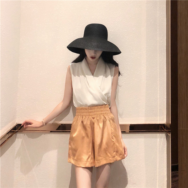 Top de damă elegant cu bretele largi în două culori