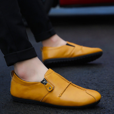 Mocasini eleganti pentru barbati cu cusatura exterioara decorativa si fermoar