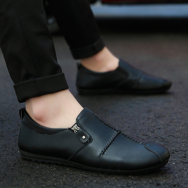 Mocasini eleganti pentru barbati cu cusatura exterioara decorativa si fermoar