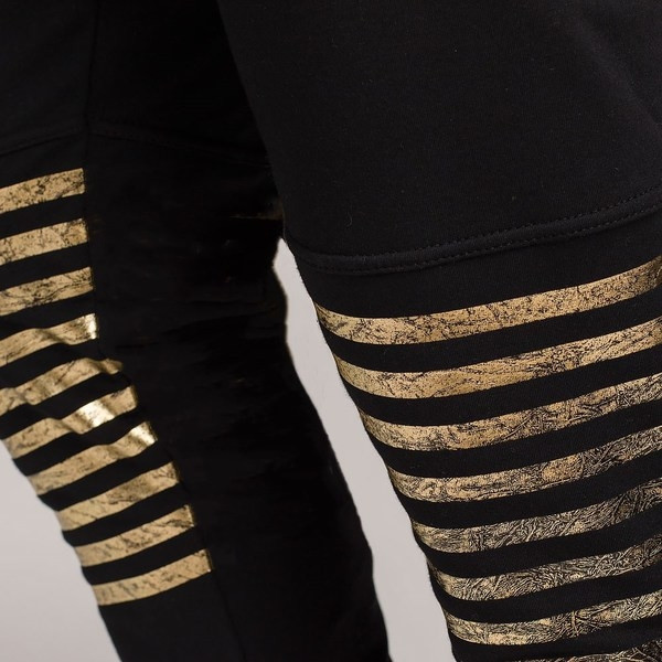 HIT Pantaloni sport pentru bărbați cu elemente aurii