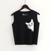 Maieu de damă cu aplicație în alb și negru