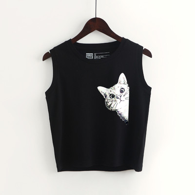 Maieu de damă cu aplicație în alb și negru