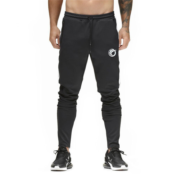 HIT Pantaloni sport pentru bărbați cu margini albe și fermoar