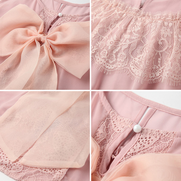 Maieu de dama din sifon cu dantela si panglica in trei culori