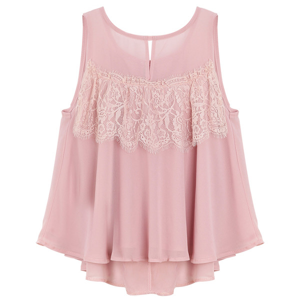 Maieu de dama din sifon cu dantela si panglica in trei culori