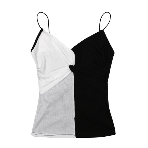 Maieu de dama cu bretele subtiri in doua culori