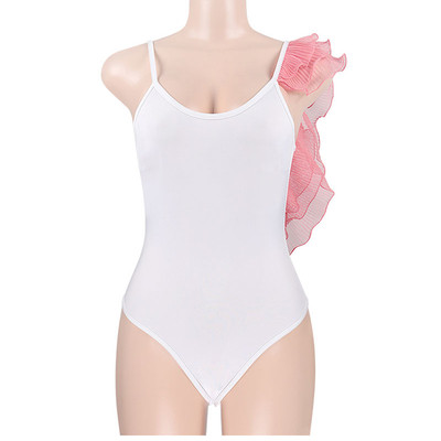 Costum de baie complet pentru femei în alb, cu spatele gol