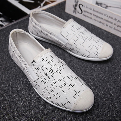 Mocasini casual pentru bărbați în alb și negru