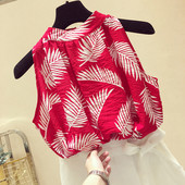 Top de damă subțire cu motive florale în trei culori