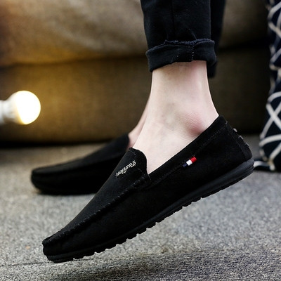Men`s summer suede moccasins in different colors