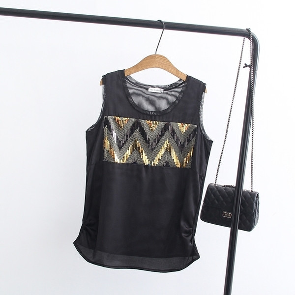 Maieu de damă în alb și negru, cu căptușeală și elemente strălucitoare