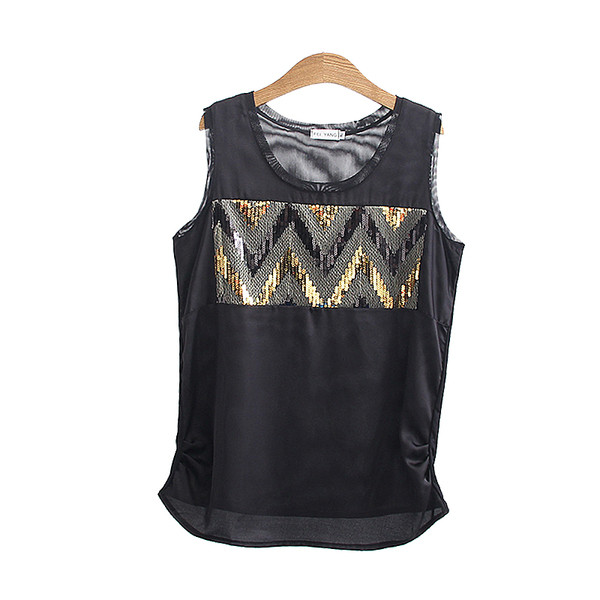 Maieu de damă în alb și negru, cu căptușeală și elemente strălucitoare