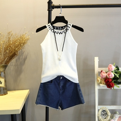 Γυναικείο αμάνικο σε λευκό και μαύρο χρώμα - λεπτό μοντέλο