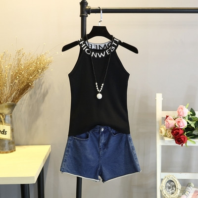 Γυναικείο αμάνικο σε λευκό και μαύρο χρώμα - λεπτό μοντέλο