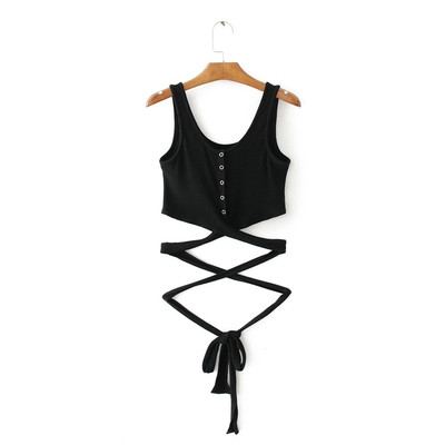 Maieu scurt de damă cu cravate și nasturi în patru culori