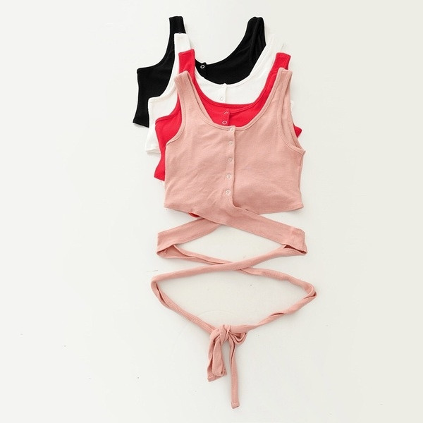 Maieu scurt de damă cu cravate și nasturi în patru culori