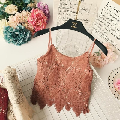 Top de damă elegant din dantelă cu bretele subțiri în diferite culori