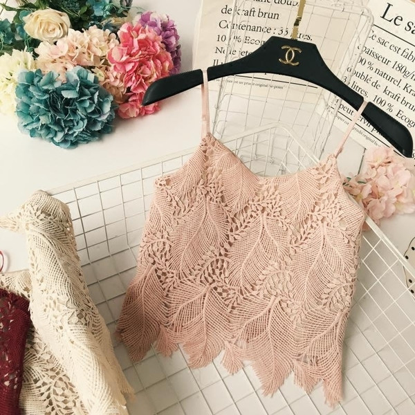 Top de damă elegant din dantelă cu bretele subțiri în diferite culori