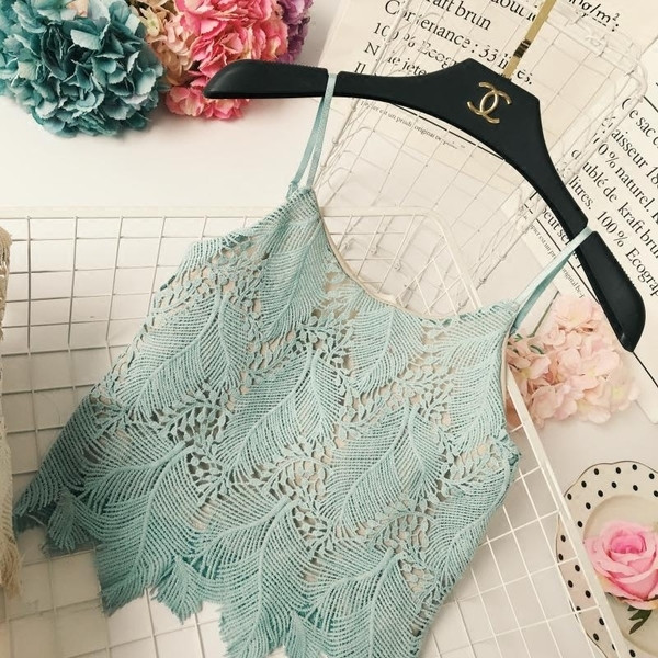 Top de damă elegant din dantelă cu bretele subțiri în diferite culori